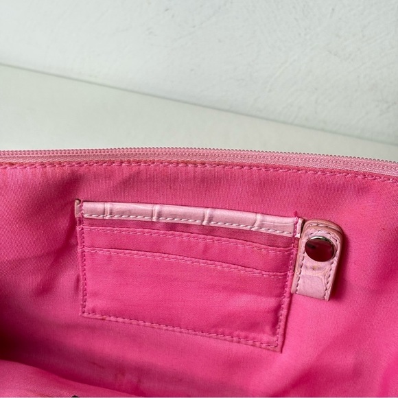 BISOU BISOU Pink Faux Croc Leather East West Baguette Y2K Shoulder Purse Bag - Picture 14 of 15